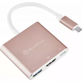 USB-C na HDMI video adaptér SILVERSTONE EP08 (USB-C 3.1, HDMI) ružový