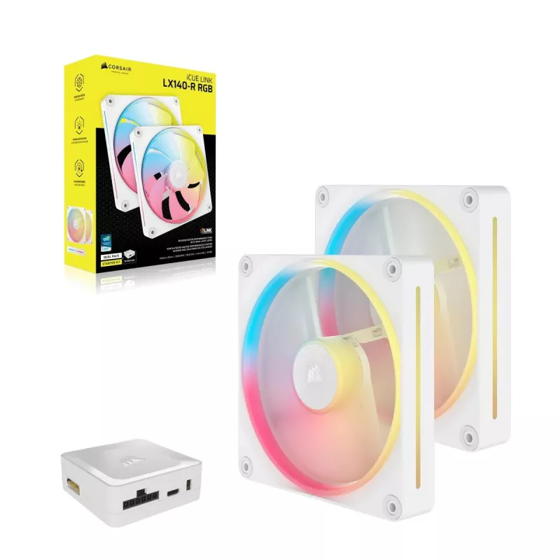 CORSAIR Icue Link Lx140-r RGB 140mm PWM Reverse ventilátor štartovacia sada - biela