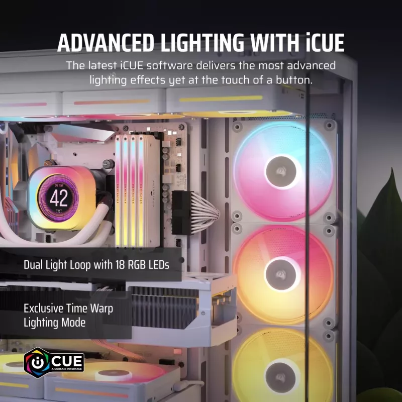 CORSAIR Icue Link Lx140-r RGB 140mm PWM Reverse ventilátor štartovacia sada - biela