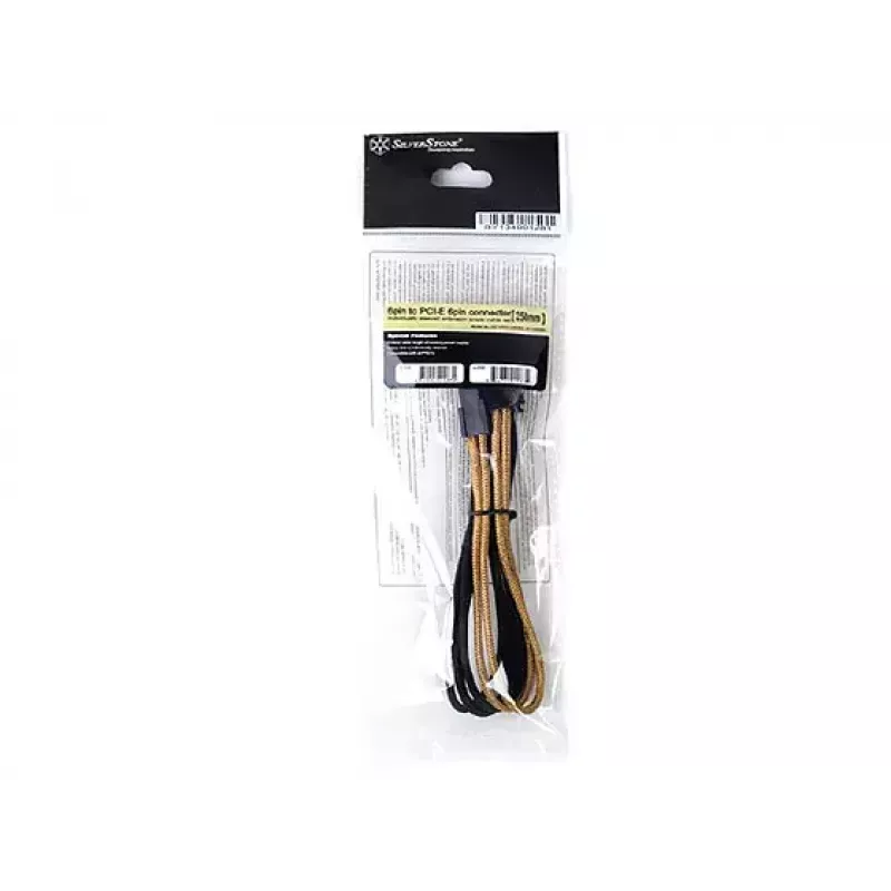 Predlžovací kábel SilverStone PP07-IDE6BG z 6-pin PCIe na 6-pin PCIe, 250 mm, čierna/zlatá