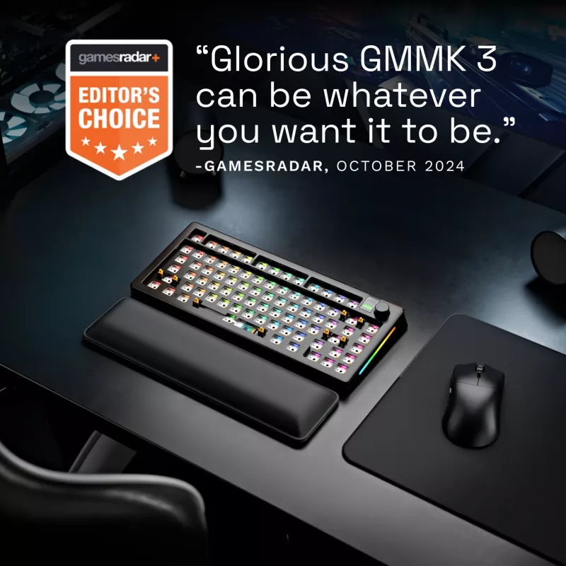 Glorious GMMK 3 Pro 75% barebone herná klávesnica GLO-KB-GMMK3-PRO-75-BB-W-BLK-US, drôtová, rozloženie ANSI US, čierna