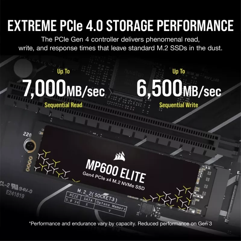SSD disk Corsair MP600 Elite CSSD-F1000GBMP600ENH, 1 TB, M.2 2280, PCIe 4.0 x4 NVMe, 3D TLC, 256-bitové šifrovanie AES