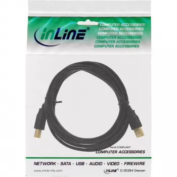 InLine 34518S kábel USB 2.0 typ A samec / typ B samec, pozlátené kontakty, 2 m, čierny