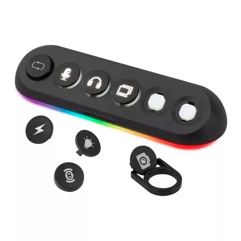 Streamplify HUB DECK 5 USB rozbočovač, 4x USB 3.0, 1x USB 2.0, RGB, 12V, napájací kábel pre EÚ, čierny