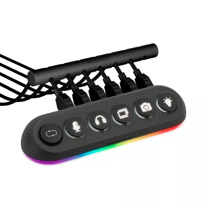 Streamplify HUB DECK 5 USB rozbočovač, 4x USB 3.0, 1x USB 2.0, RGB, 12V, napájací kábel pre EÚ, čierny
