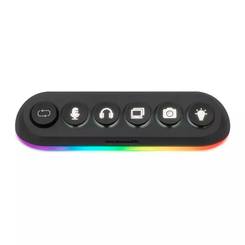 Streamplify HUB DECK 5 USB rozbočovač, 4x USB 3.0, 1x USB 2.0, RGB, 12V, napájací kábel pre EÚ, čierny