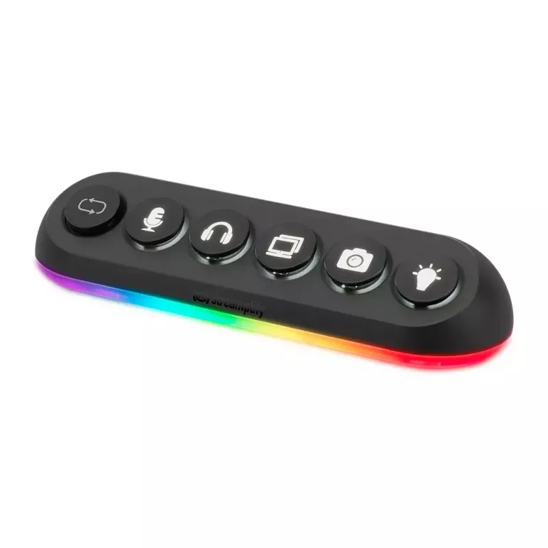 Streamplify HUB DECK 5 USB rozbočovač, 4x USB 3.0, 1x USB 2.0, RGB, 12V, napájací kábel pre EÚ, čierny