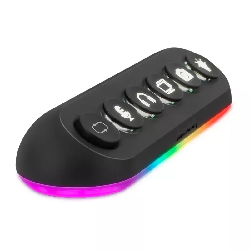 Streamplify HUB DECK 5 USB rozbočovač, 4x USB 3.0, 1x USB 2.0, RGB, 12V, napájací kábel pre EÚ, čierny