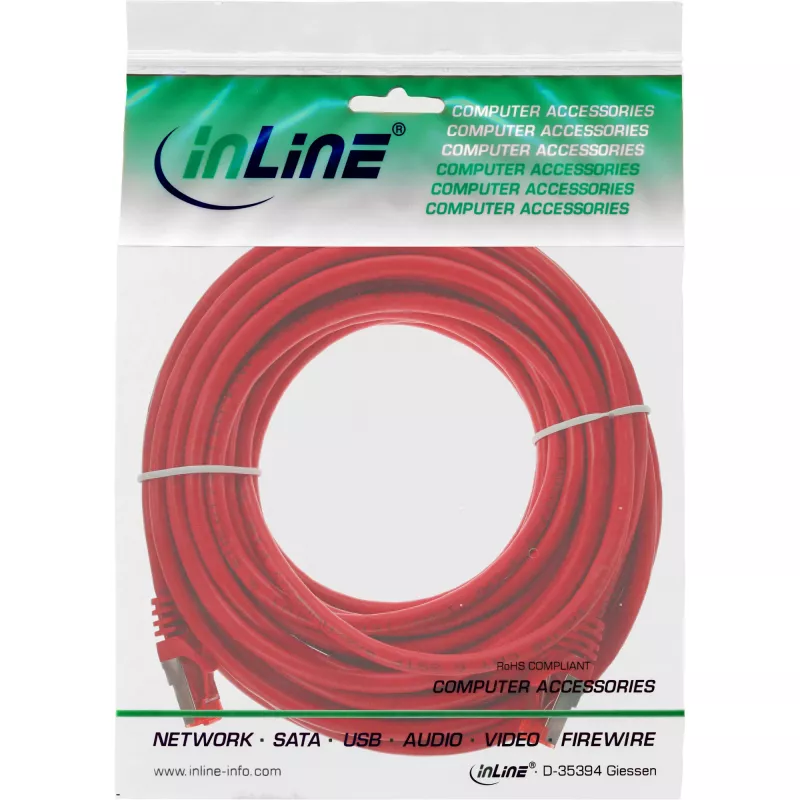 InLine patch kábel S/FTP PiMF Cat.6 250MHz PVC meď červený 5m