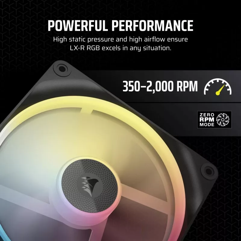 Corsair iCUE LINK LX140-R RGB ventilátor 14 cm čierny 2000 ot/min 3,55 mmH2O