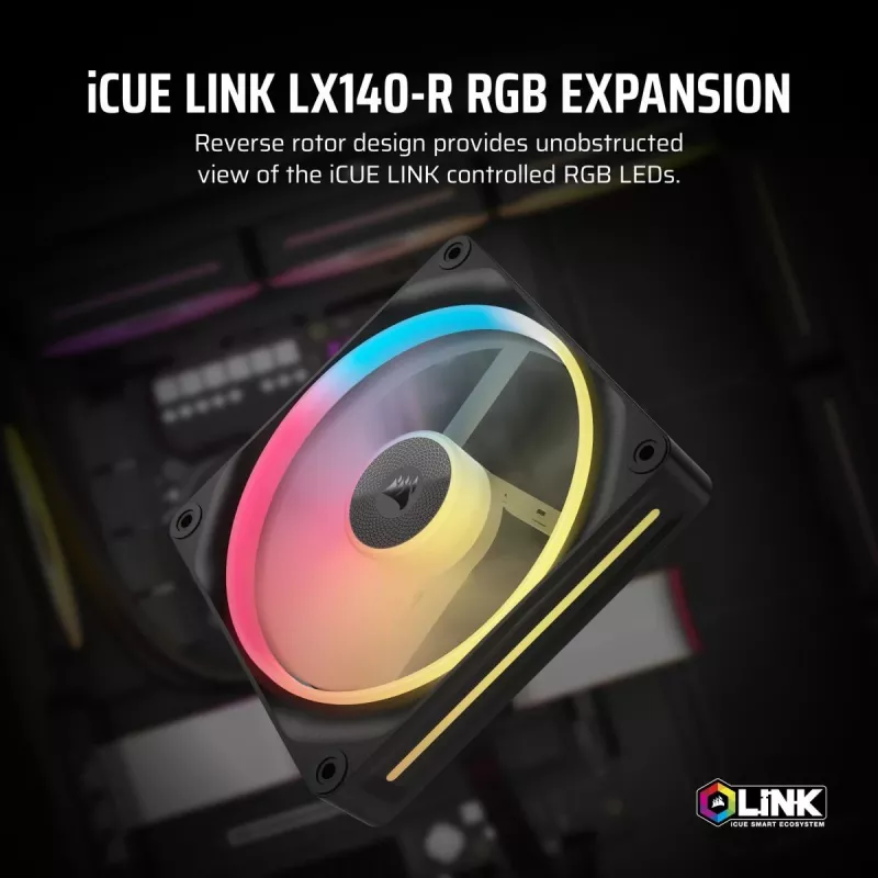 Corsair iCUE LINK LX140-R RGB ventilátor 14 cm čierny 2000 ot/min 3,55 mmH2O