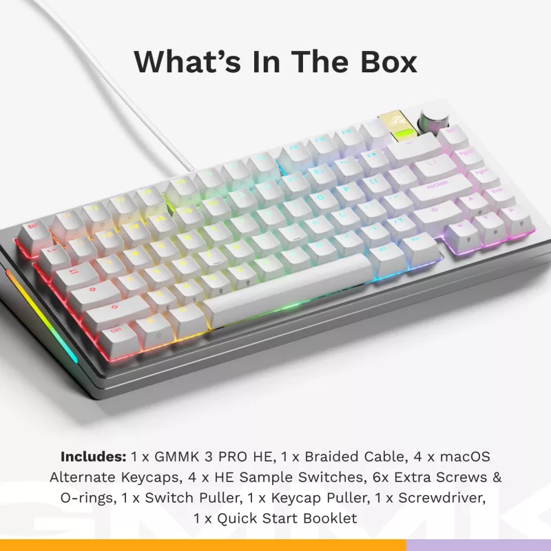 Mechanická herná klávesnica GLORIOUS GMMK 3 PRO HE 75% Prebuilt káblová USB QWERTY strieborná