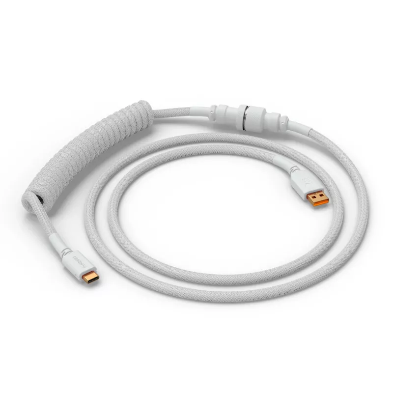 Coiled USB kábel GLORIOUS GMMK Ghost White (GLO-KB-ACC-CBL-COIL-GWHT) – spirálový kábel, Ghost White