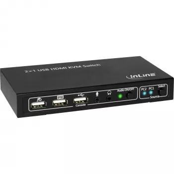 InLine 2x1 HDMI KVM prepínač, 2x1, HDMI 4K2K, USB 2.0 hub, s audio