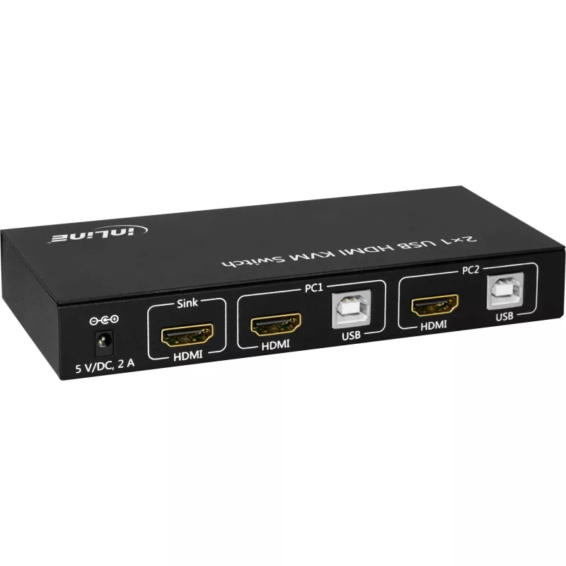 InLine 2x1 HDMI KVM prepínač, 2x1, HDMI 4K2K, USB 2.0 hub, s audio