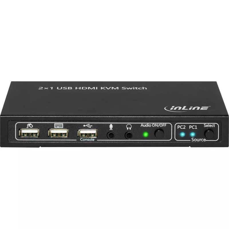InLine 2x1 HDMI KVM prepínač, 2x1, HDMI 4K2K, USB 2.0 hub, s audio