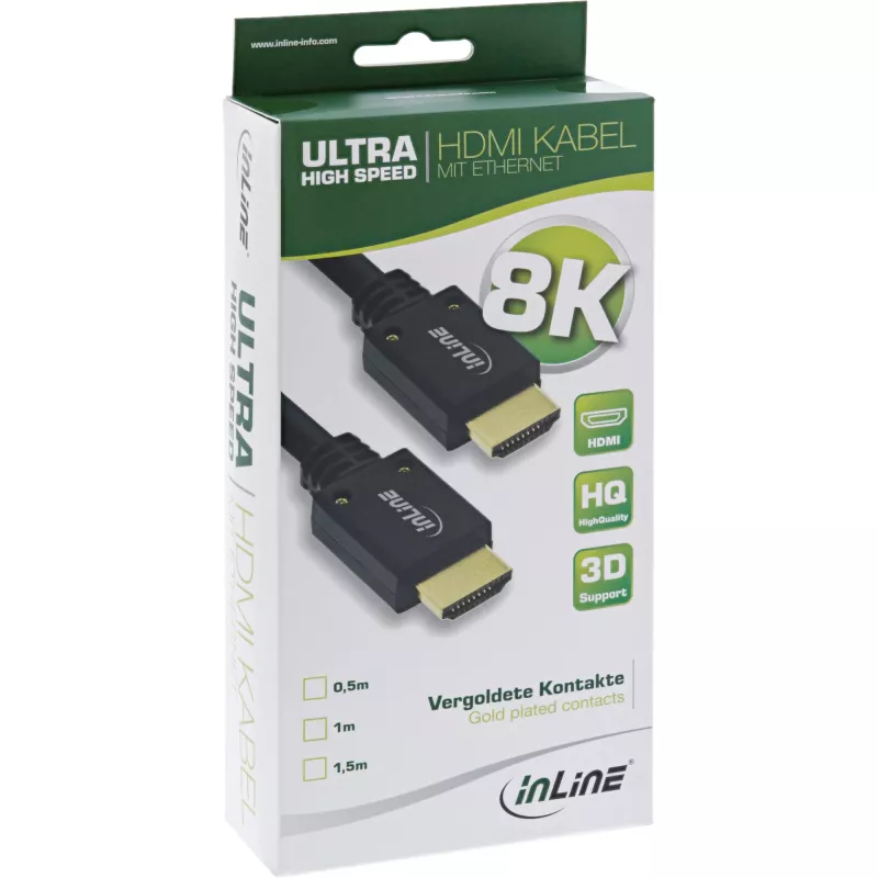 InLine Ultra High Speed HDMI kábel M/M 8K4K pozlátený, 2m