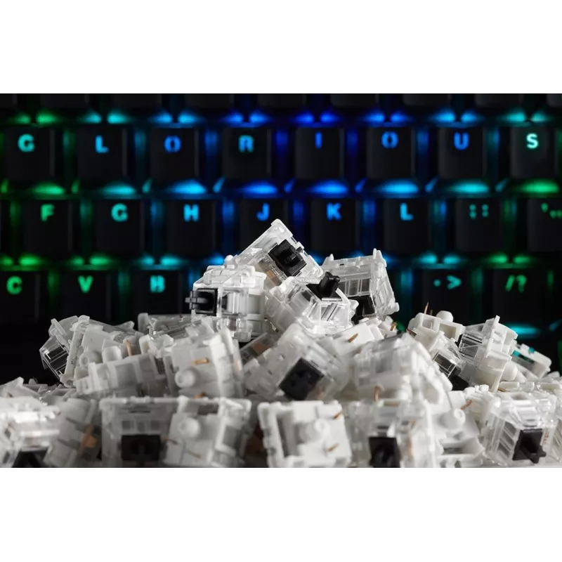 Glorious Gaming Gateron čierne spínače - lineárne tiché, čierna, 120 kusov, Gateron, Glorious PC Gaming Race GMMK, Čína