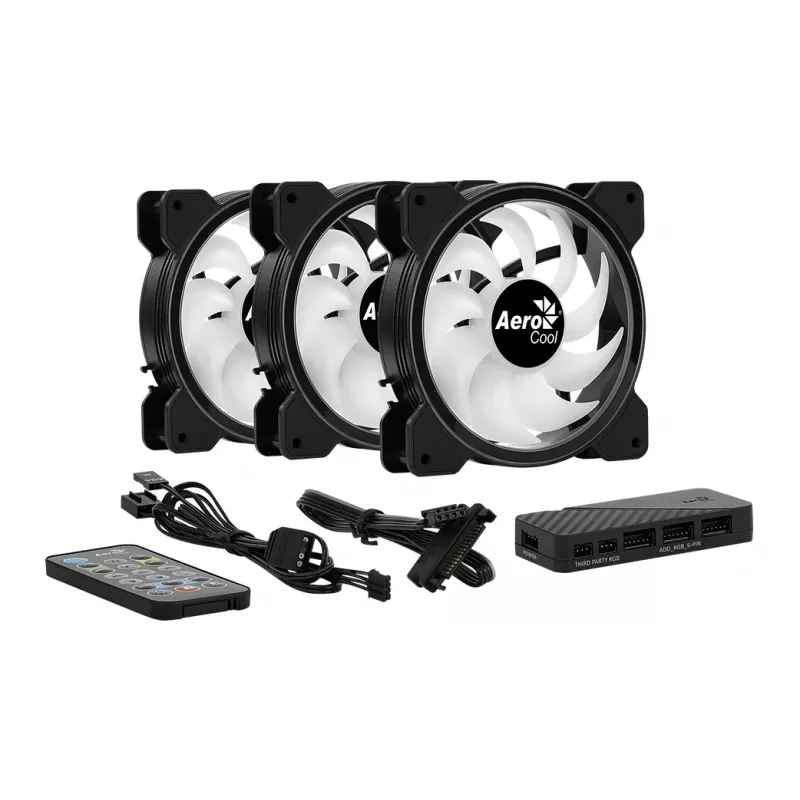 Aerocool Saturn 12F Pro ARGB skrinkové ventilátory, balenie 3 ks s ovládačom, 120 mm