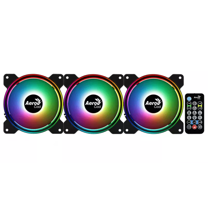 Aerocool Saturn 12F Pro ARGB skrinkové ventilátory, balenie 3 ks s ovládačom, 120 mm