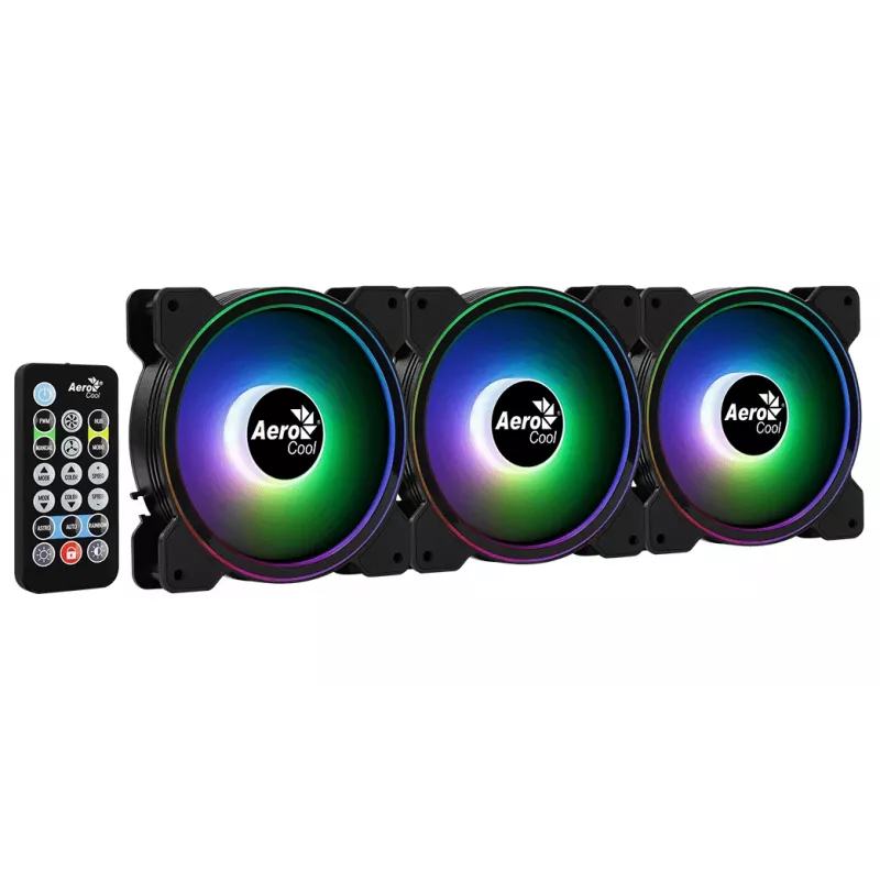 Aerocool Saturn 12F Pro ARGB skrinkové ventilátory, balenie 3 ks s ovládačom, 120 mm
