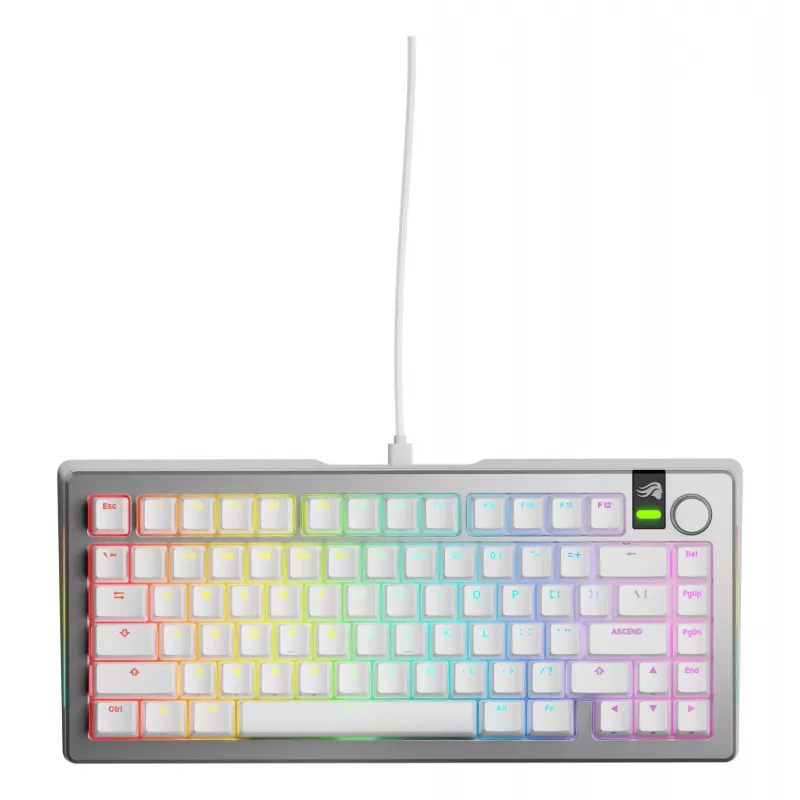 Glorious GMMK 3 Pro 75% prispôsobiteľná herná klávesnica, zostavená, drôtová, spínače Fox, ANSI (US), strieborná