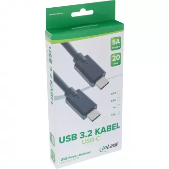 USB 3.2 Gen.2x2 kábel InLine 35701A 1 m USB-C konektor samec/konektor samec čierny