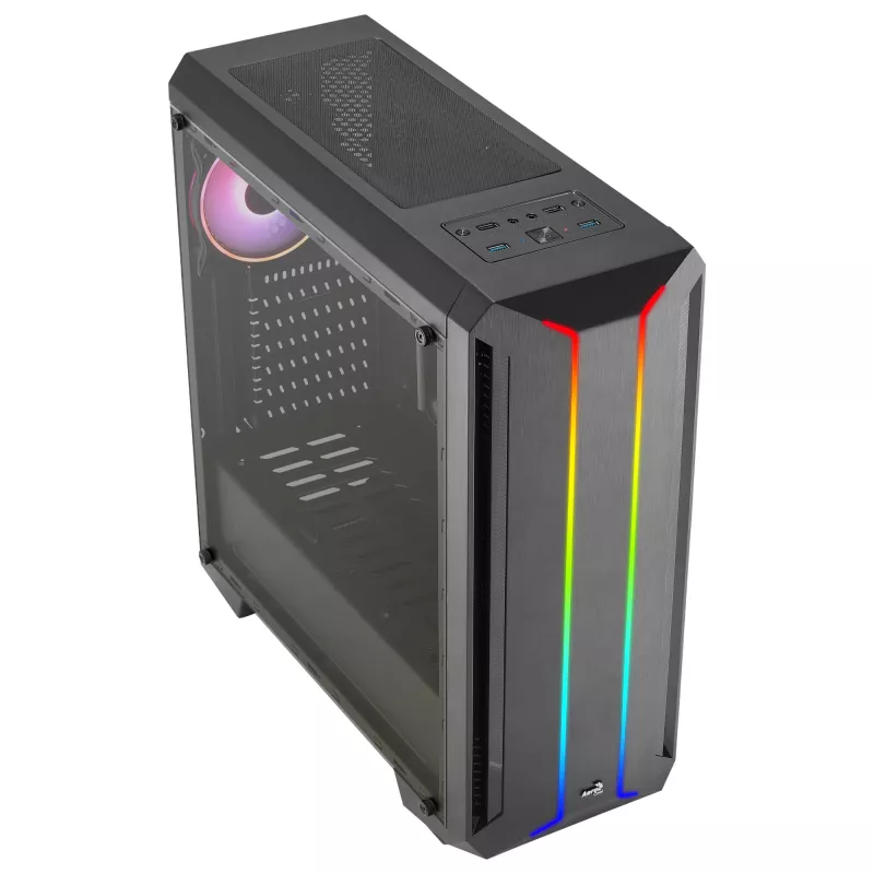 Aerocool SKYLINEV2BK PC ATX skriňa duálny predný panel LED ARGB ventilátor ARGB 12 cm čierna