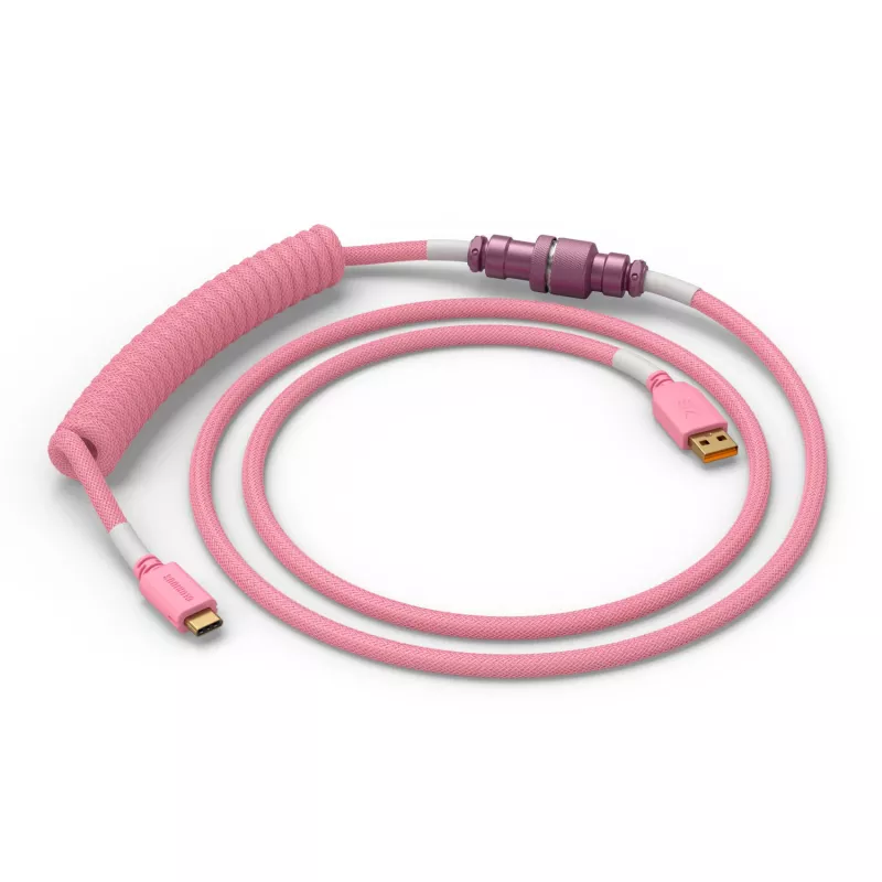 Spirálový kábel USB GLORIOUS GMMK Pixel Pink 1,5m – odnímateľný spirálový kábel pre klávesnice