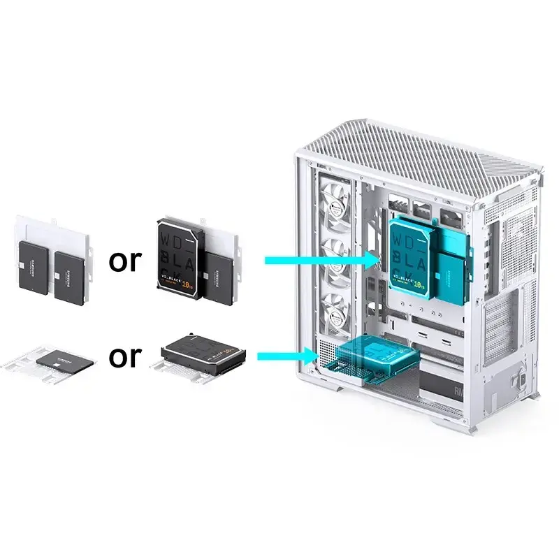 Počítačová skriňa Jonsbo D400 Midi Tower ATX Tempered Glass – biela