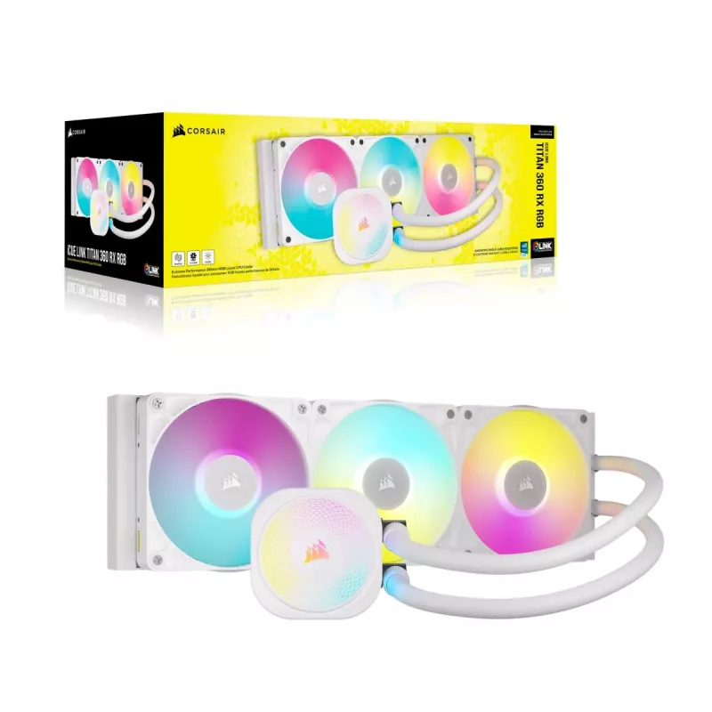 CORSAIR CPU chladič - Icue Link Titan 360 Rx RGB AIO kvapalinový chladič - biely