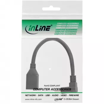 InLine DisplayPort 1.4 adaptérový kábel M/F, 8K4K, zahnutý dole, čierny/zlatý