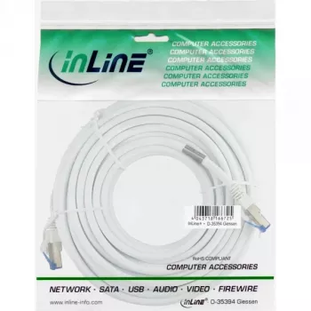 InLine patch kábel S/FTP PiMF Cat.6A bezhalogénový 500MHz biely 10m