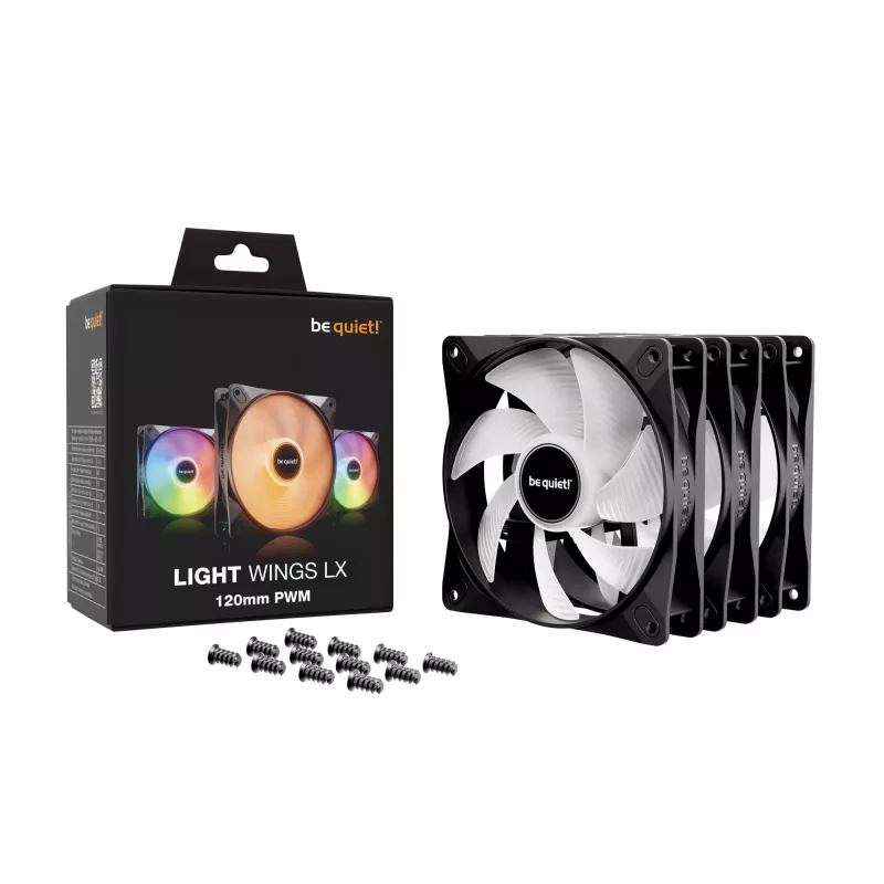 be quiet LIGHT WINGS LX 120mm PWM 3-balík čierny ventilátor do počítačovej skrine 12 cm 3 kusy