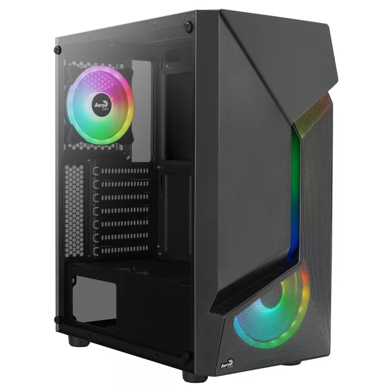 Aerocool SCAPEBKV3 Gaming ATX skriňa predné RGB LED temperované sklo 3x ARGB ventilátory čierna