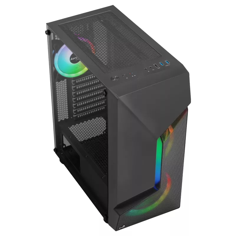 Aerocool SCAPEBKV3 Gaming ATX skriňa predné RGB LED temperované sklo 3x ARGB ventilátory čierna