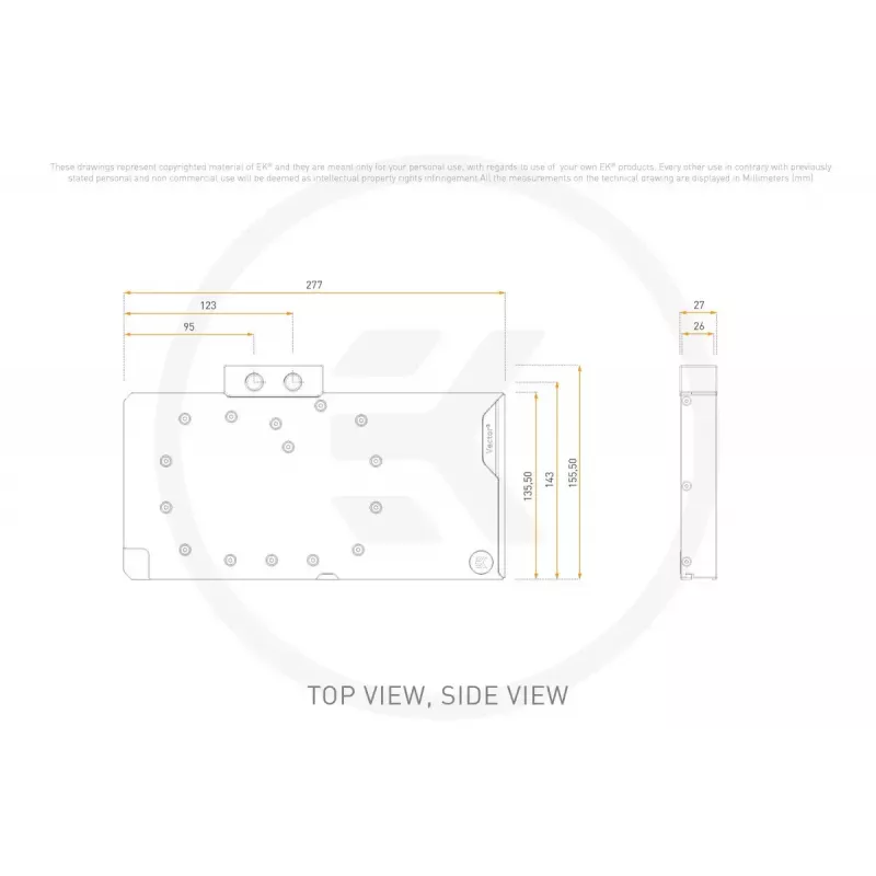 GPU vodný chladič ek water blocks EK-Quantum Vector3 Astral RTX 5090 D-RGB akryl