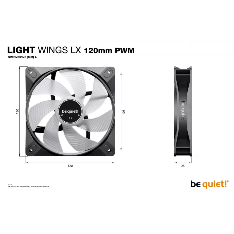 be quiet! LIGHT WINGS LX 120mm PWM ventilátor do počítačovej skrine 12 cm čierny 1 kus