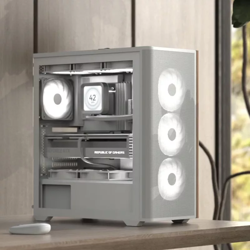 Aerocool D501A Midi Tower čierna, drevo