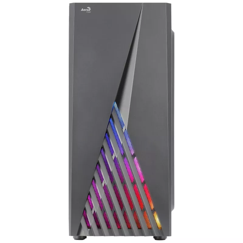 Aerocool DELTABKV1 ATX PC skriňa RGB predná, plné bočné okno, 12cm ventilátor, čierna