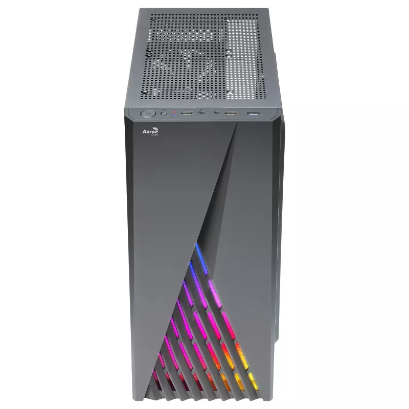 Aerocool DELTABKV1 ATX PC skriňa RGB predná, plné bočné okno, 12cm ventilátor, čierna