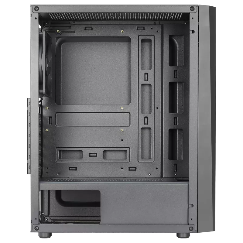 Aerocool DELTABKV1 ATX PC skriňa RGB predná, plné bočné okno, 12cm ventilátor, čierna