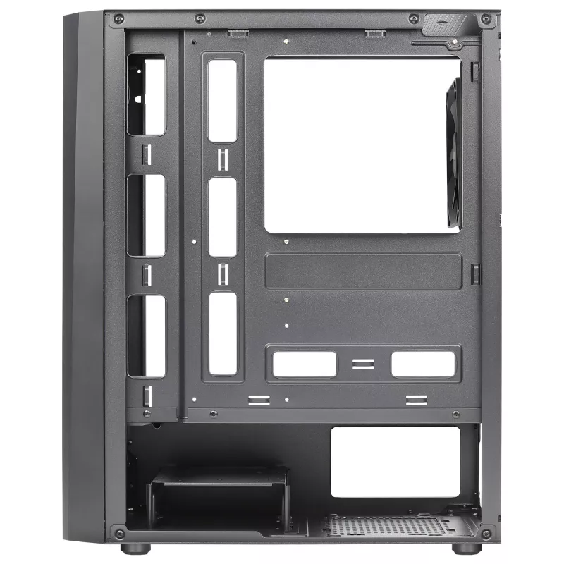 Aerocool DELTABKV1 ATX PC skriňa RGB predná, plné bočné okno, 12cm ventilátor, čierna