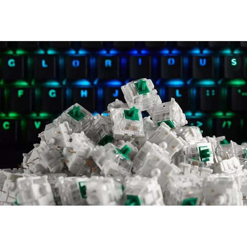 Glorious Gaming Gateron zelené spínače – Linear Silent, zelená, 120 ks, Gateron, Glorious PC Gaming Race GMMK, Čína