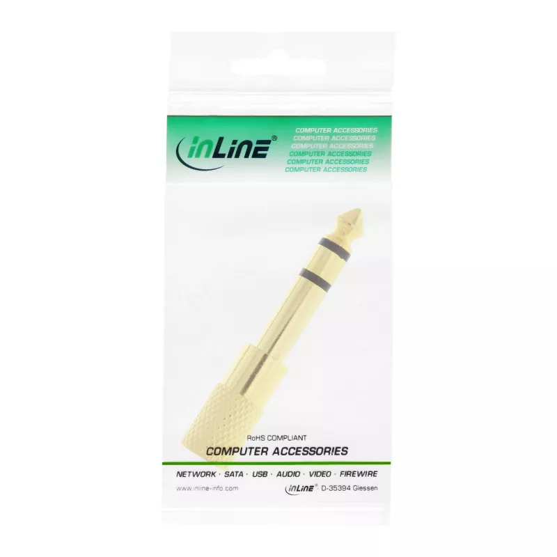 InLine audio adaptér 6,3mm konektor samec / 3,5mm konektor samica stereo pozlátený kov