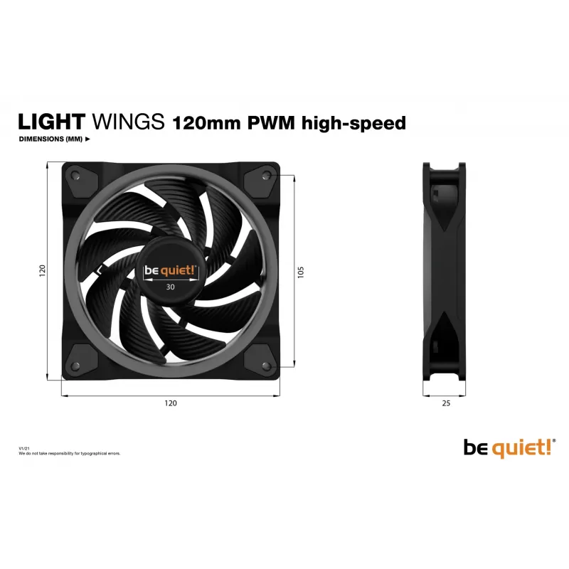 be quiet! Light Wings 120mm ARGB PWM High Speed ventilátor čierny