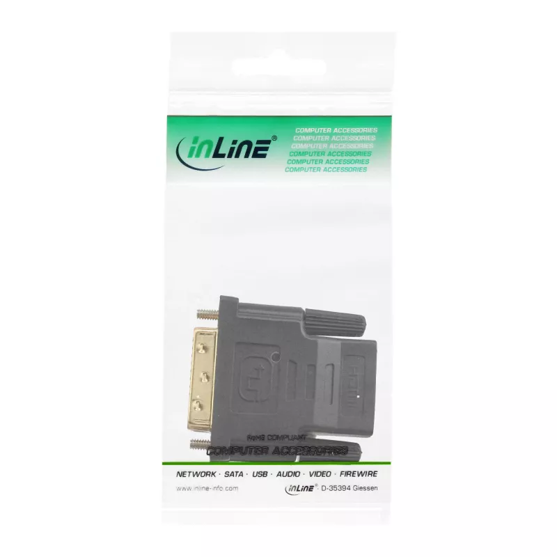 InLine HDMI na DVI adaptér konektor samica / konektor samec pozlátený, 4K2K