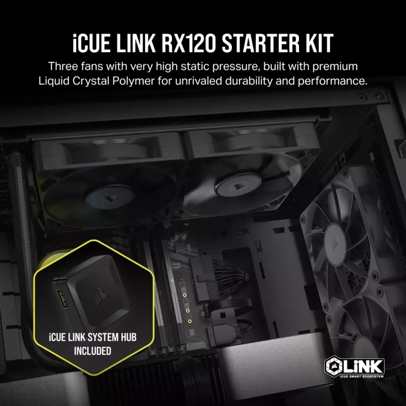 CORSAIR Rx Series iCUE LINK RX120 120 mm ventilátor trojventilátorová sada