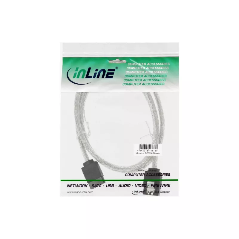 InLine SATA 6Gb/s okrúhly kábel so zámkami 0,5m