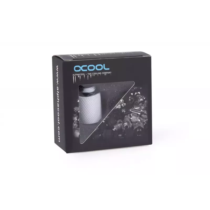 Spojka hadice Alphacool 17568 biela 1/4 palca závit 20 mm hĺbka